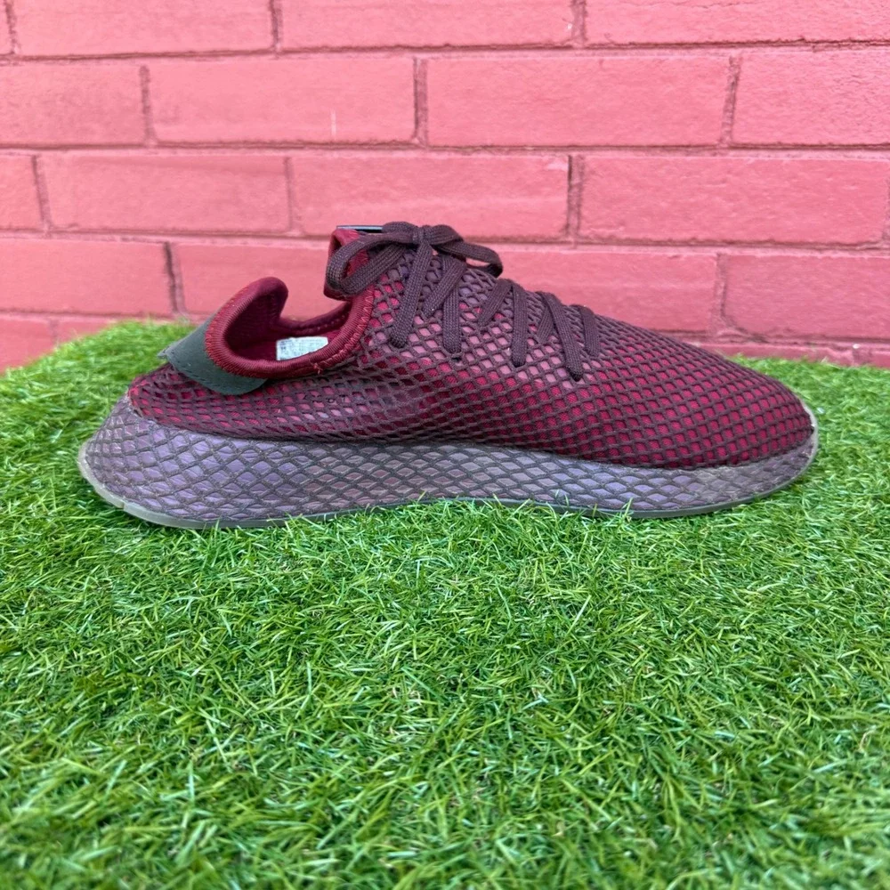 Adidas‎ Deerupt Runner Men Burgundy Mesh Athletic Lace Up Sneakers Size 14